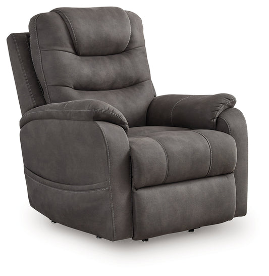 Cassel Furniture Outlet - Ashley Furniture - Snowfield Living Room - Power Lift Recliner / Gunmetal - 1760912