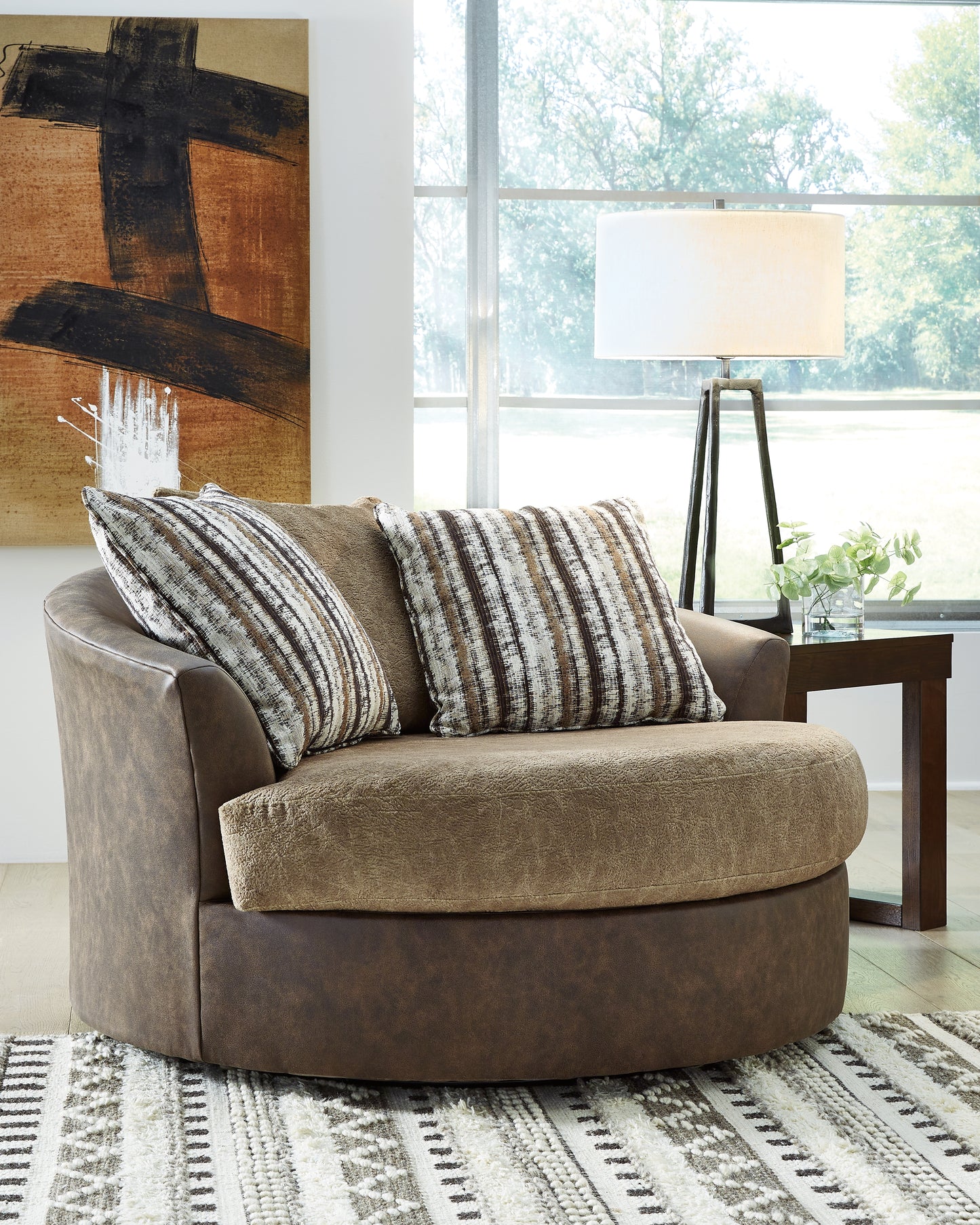 Cassel Furniture Outlet - Ashley Furniture - Alesbury Living Room - Oversized Swivel Accent Chair / Chocolate - 1870421