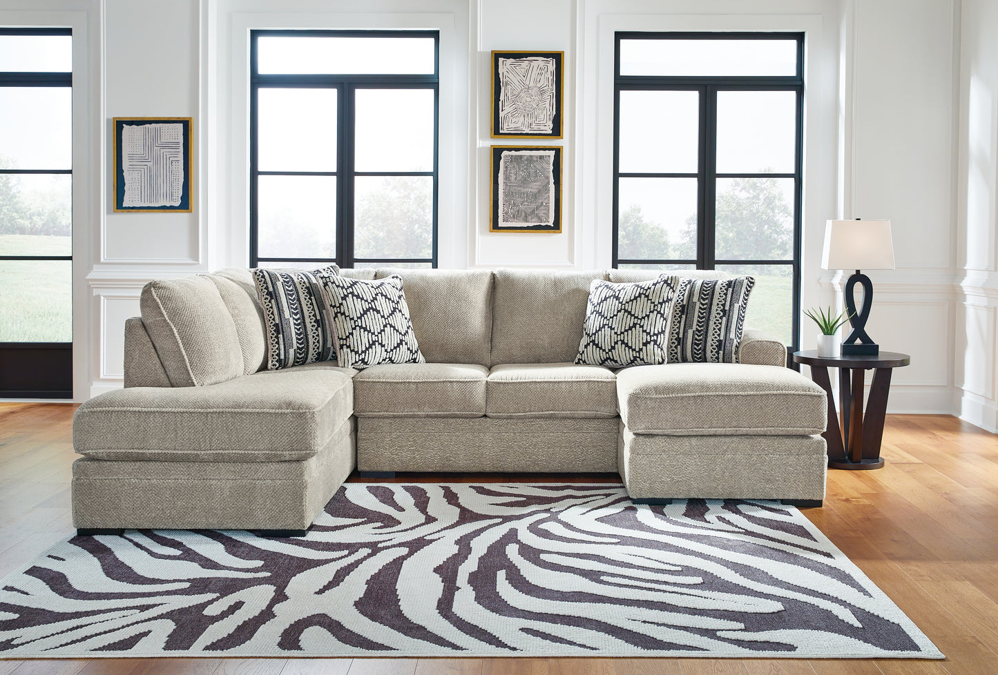 Cassel Furniture Outlet - Ashley Furniture - Calnita Sectional - RAF 2-Piece Sectional with Chaise / Sisal - 20502S2