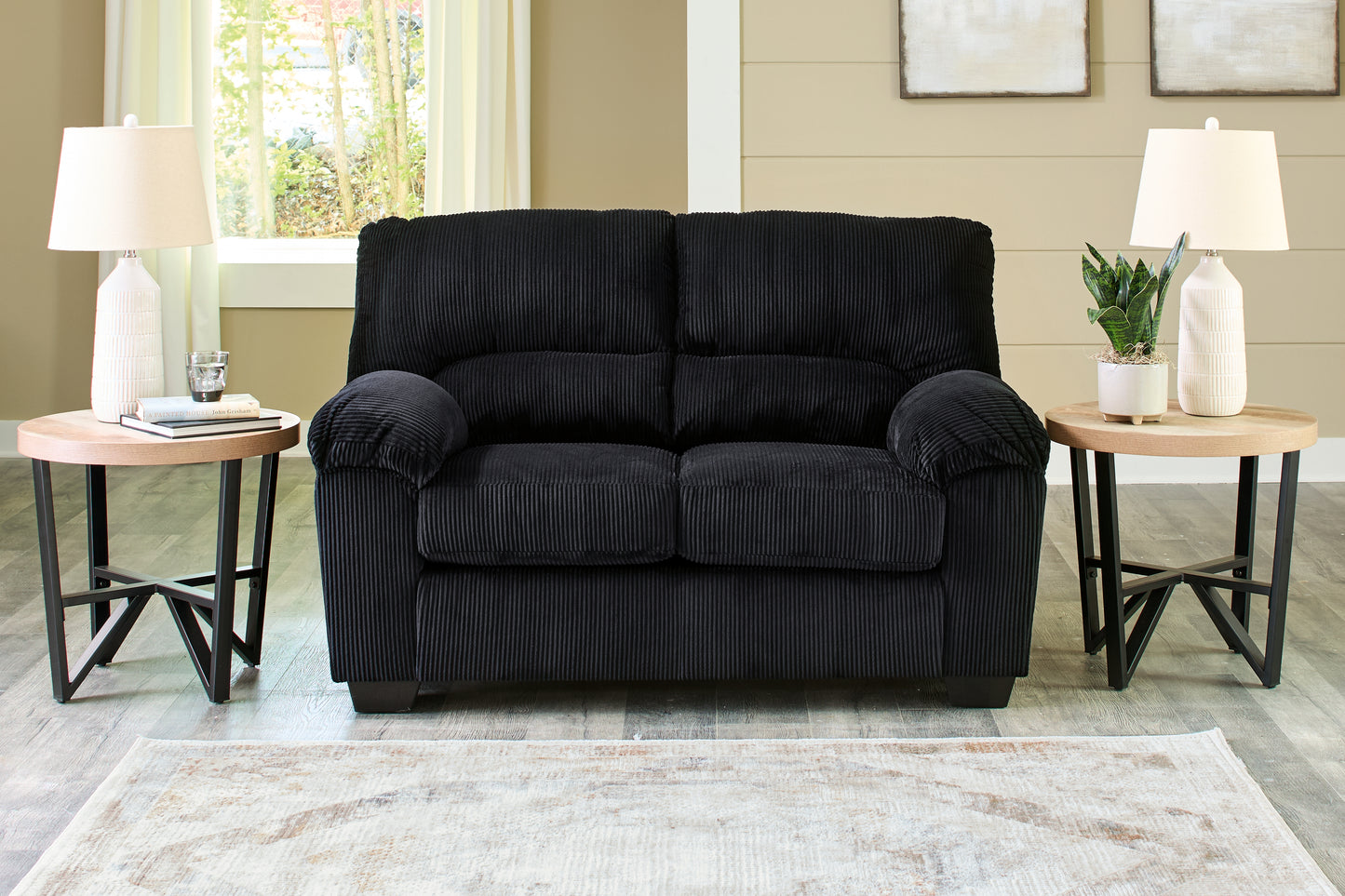 Cassel Furniture Outlet - Ashley Furniture - SimpleJoy Living Room - Loveseat / Onyx - 2420435