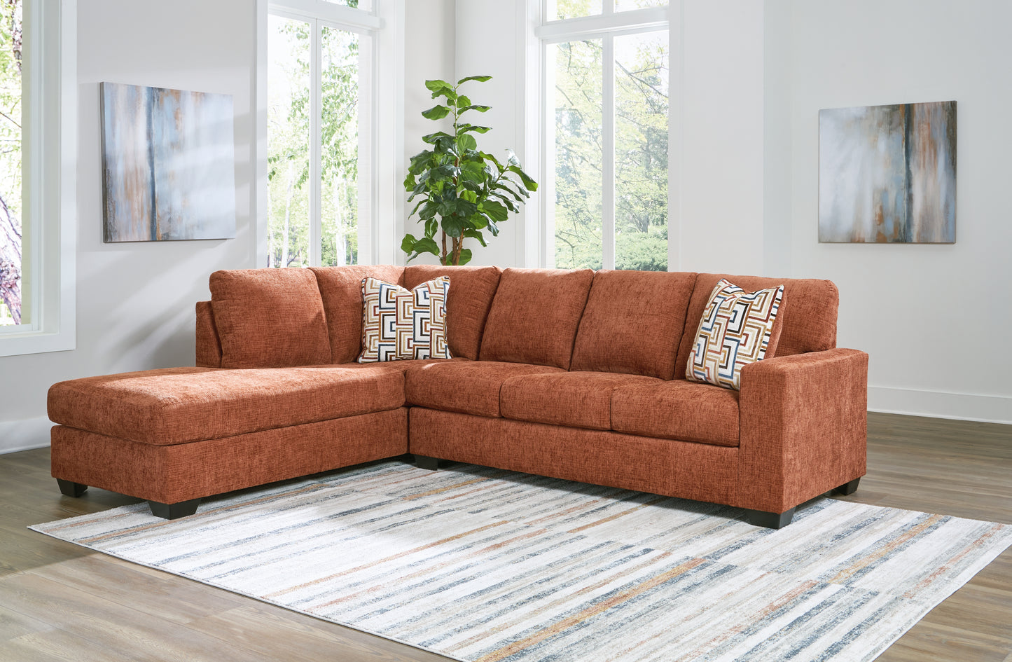 Cassel Furniture Outlet - Ashley Furniture - Aviemore Sectional - RAF 2-Piece Sectional with Chaise / Spice - 24304S1