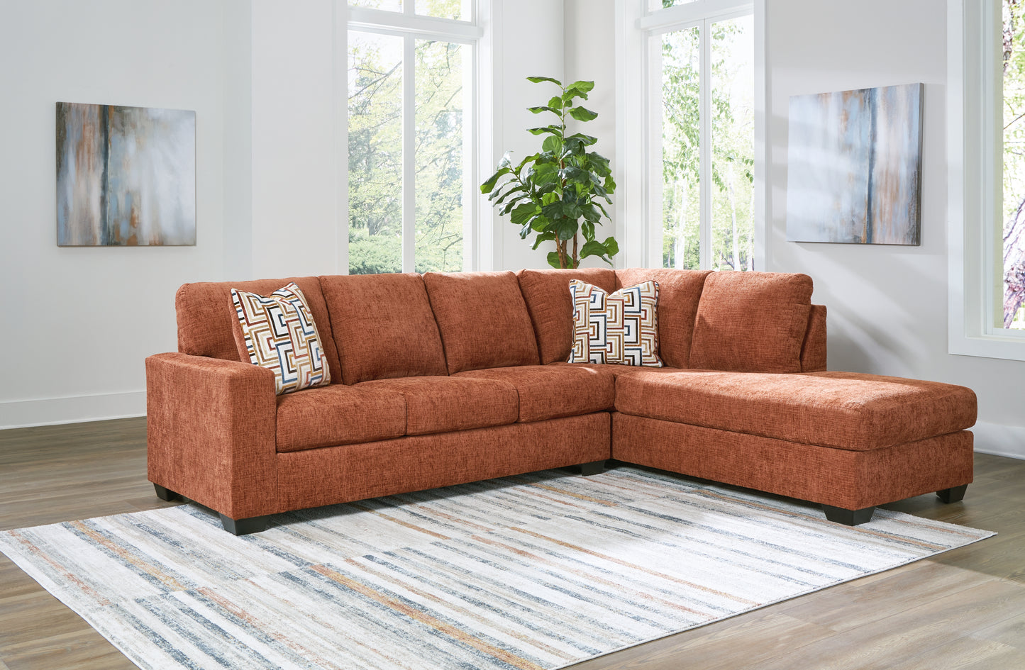 Cassel Furniture Outlet - Ashley Furniture - Aviemore Sectional - LAF 2-Piece Sectional with Chaise / Spice - 24304S2