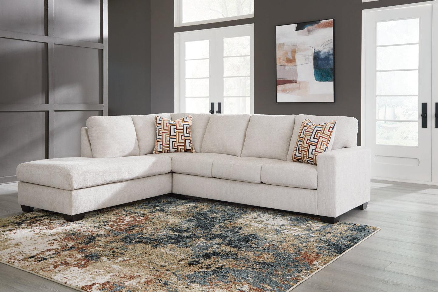 Cassel Furniture Outlet - Ashley Furniture - Aviemore Sectional - RAF 2-Piece Sectional with Chaise / Stone - 24305S1