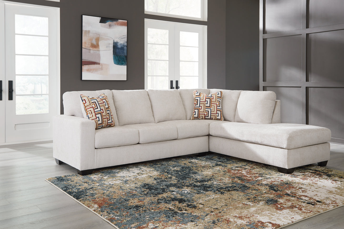 Cassel Furniture Outlet - Ashley Furniture - Aviemore Sectional - LAF 2-Piece Sectional with Chaise / Stone - 24305S2