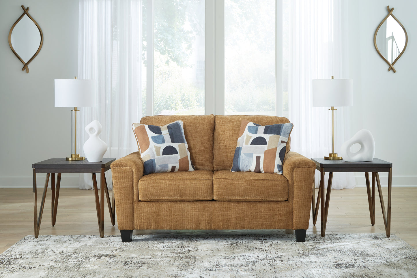 Cassel Furniture Outlet - Ashley Furniture - Erinslane Living Room - Loveseat / Honey - 2520735
