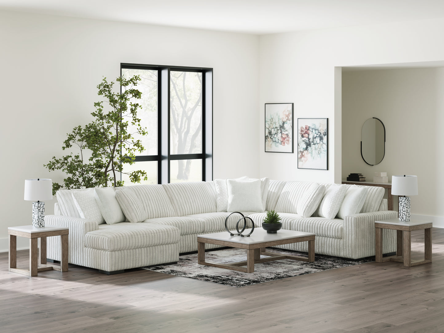 Cassel Furniture Outlet - Ashley Furniture - Stupendous Sectional - RAF 5-Piece Sectional with Chaise / Alloy - 25903S8