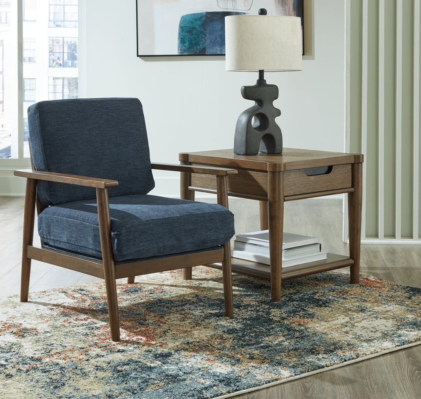 Cassel Furniture Outlet - Ashley Furniture - Bixler Living Room - Showood Accent Chair / Navy - 2610660