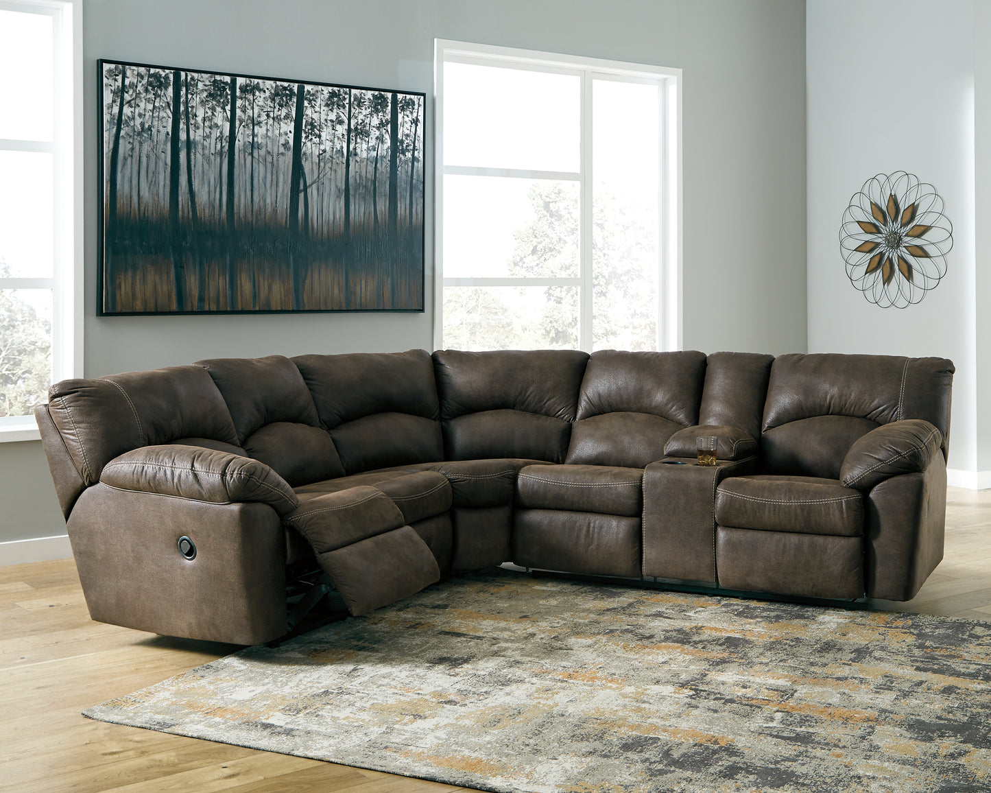 Cassel Furniture Outlet - Ashley Furniture - Tambo Sectional - 2-Piece Reclining Sectional / Canyon - 27802S1