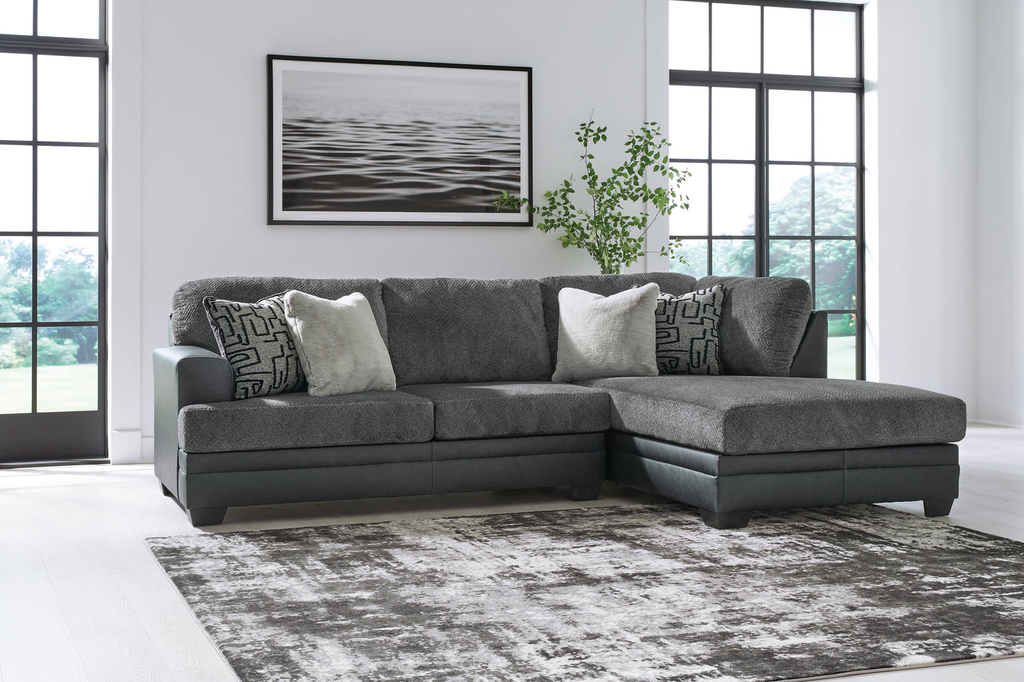 Cassel Furniture Outlet - Ashley Furniture - Brixley Pier Sectional - LAF 2-Piece Sectional with Chaise / Graphite - 29906S2