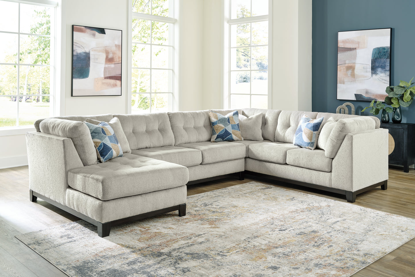 Cassel Furniture Outlet - Ashley Furniture - Maxon Place Sectional - RAF 3-Piece Sectional with Chaise / Stone - 33004S1