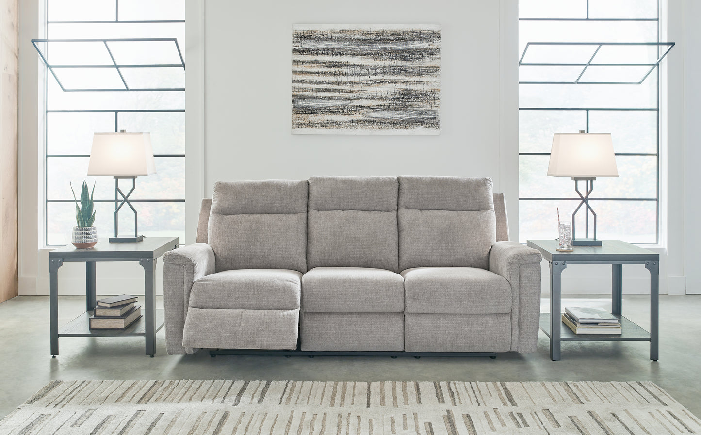 Cassel Furniture Outlet - Ashley Furniture - Barnsana Living Room - Reclining Power Sofa / Ash - 3320187