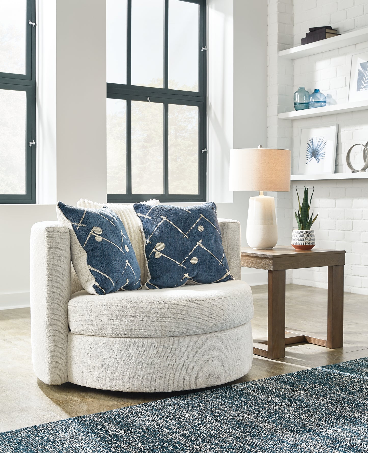 Cassel Furniture Outlet - Ashley Furniture - Padova Living Room - Swivel Accent Chair / Ivory - 3370644