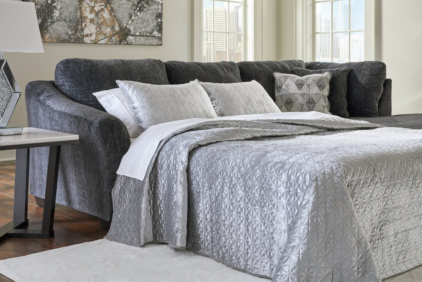 Cassel Furniture Outlet - Ashley Furniture - Biddeford Sectional - 2-Piece Sleeper Sectional with Chaise / Shadow - 35504S4