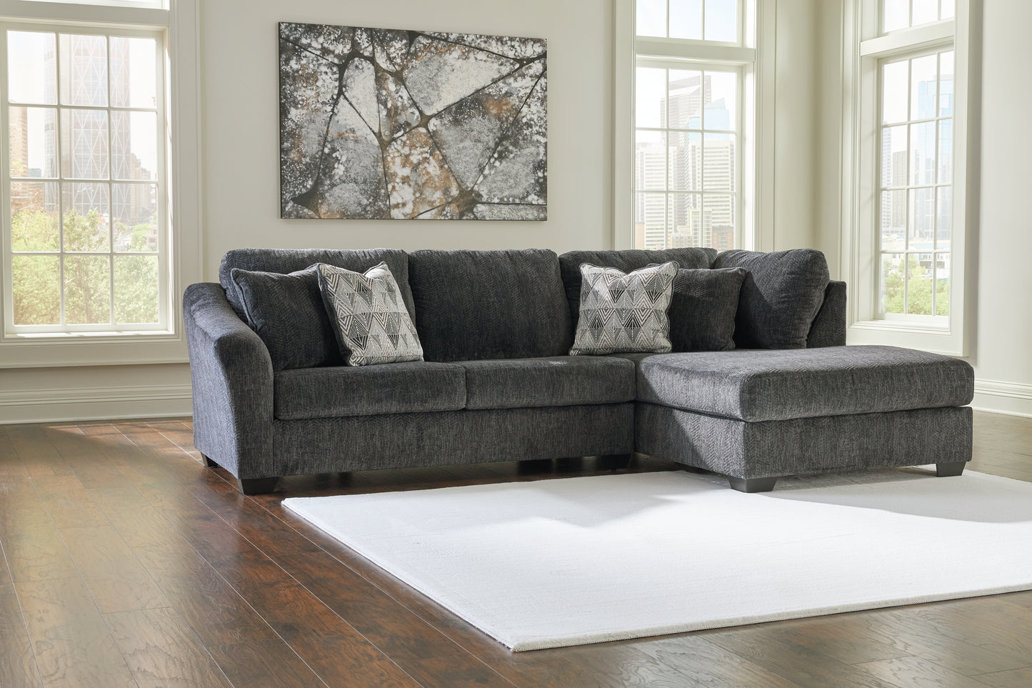 Cassel Furniture Outlet - Ashley Furniture - Biddeford Sectional - LAF 2-Piece Sectional with Chaise / Shadow - 35504S2