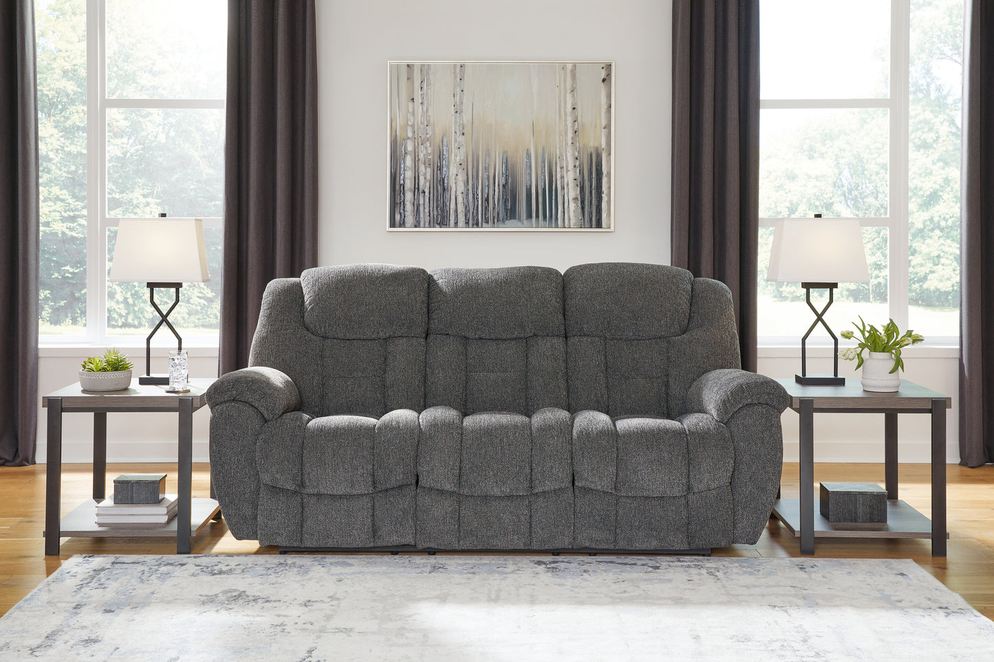 Cassel Furniture Outlet - Ashley Furniture - Foreside Living Room - Reclining Sofa / Charcoal - 3810488