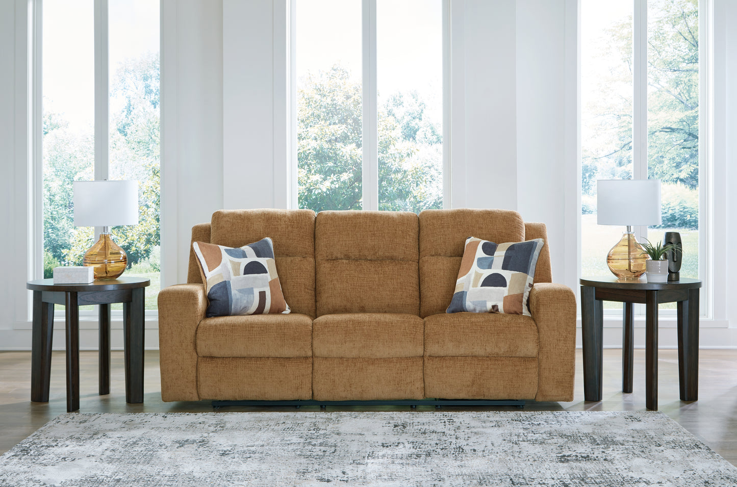 Cassel Furniture Outlet - Ashley Furniture - Kanlow Living Room - DBL Rec Loveseat w/Console / Honey - 3860594