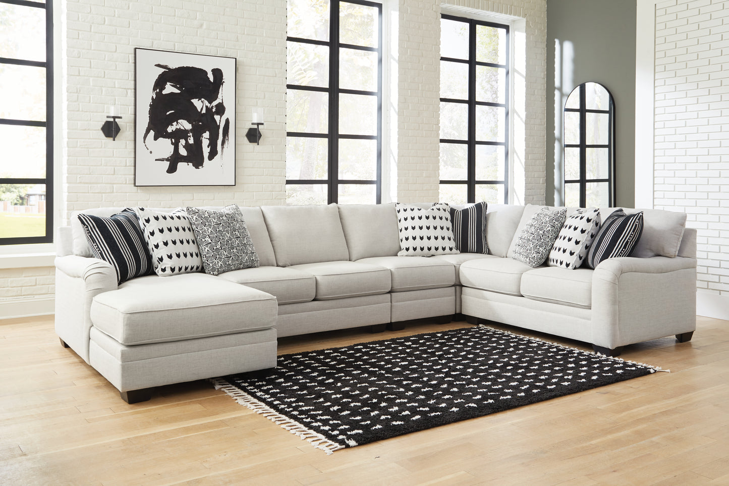 Cassel Furniture Outlet - Ashley Furniture - Huntsworth Sectional - RAF 5-Piece Sectional with Chaise / Dove Gray - 39702S5