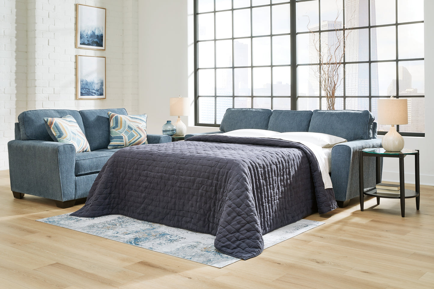 Cassel Furniture Outlet - Ashley Furniture - Cashton Living Room - Queen Sofa Sleeper / Blue - 4060539