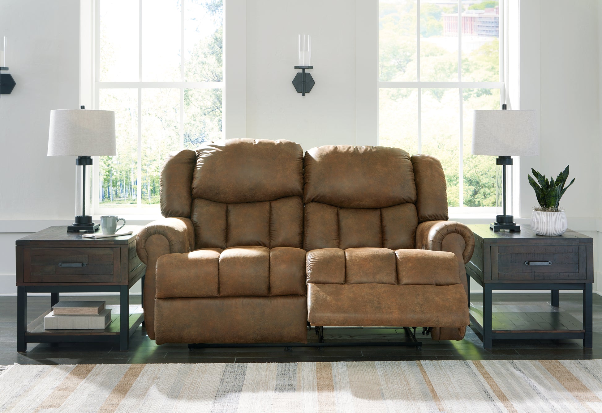 Cassel Furniture Outlet - Ashley Furniture - Boothbay Living Room - Reclining Power Loveseat / Auburn - 4470474