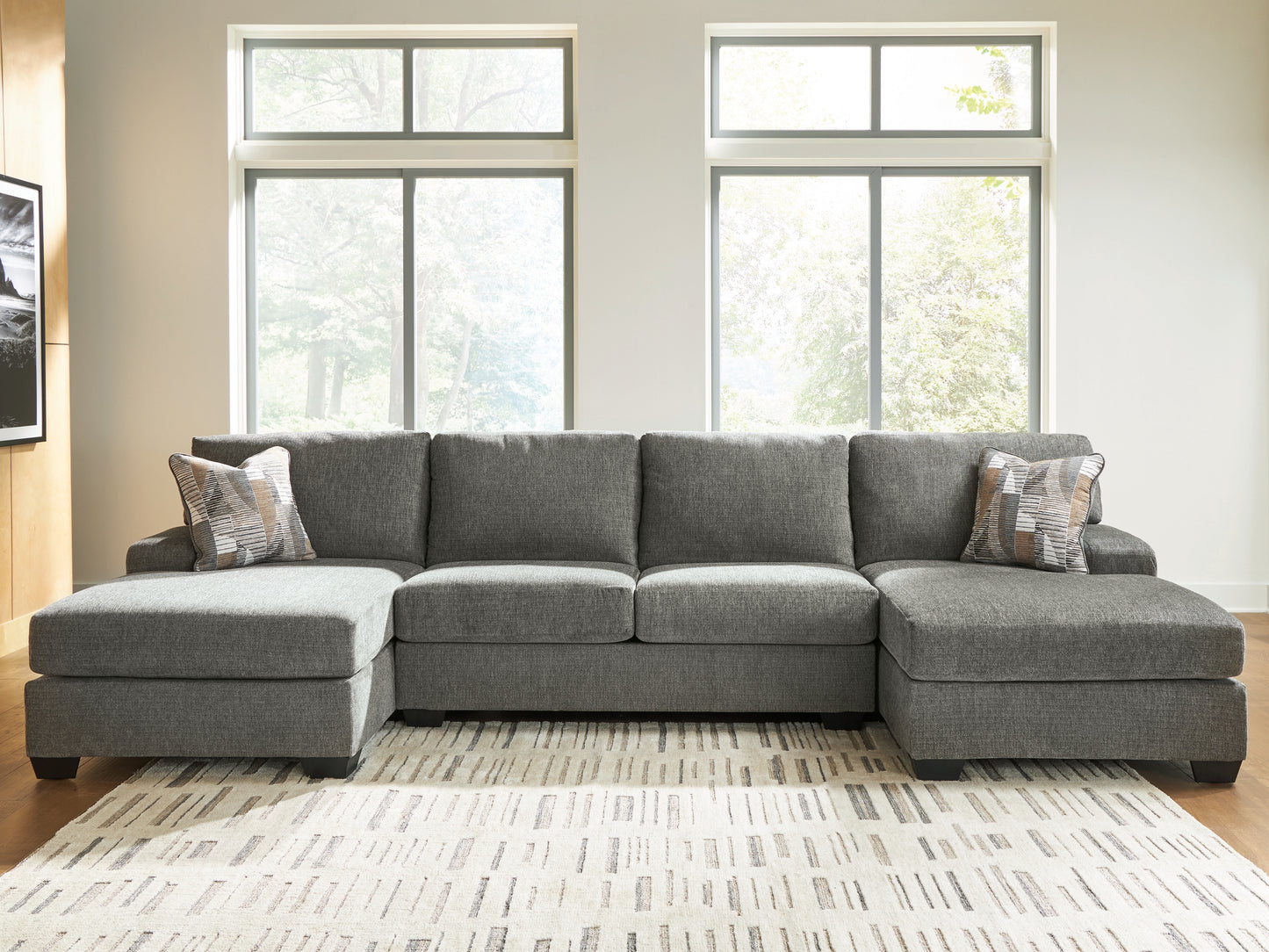 Cassel Furniture Outlet - Ashley Furniture - Revenna Sectional - RAF 3-Piece Sectional with Double Chaise / Greystone - PC48405S3