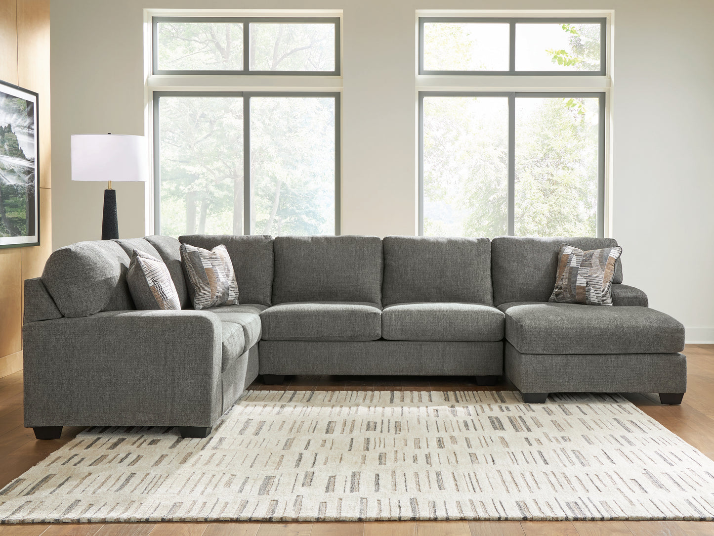 Cassel Furniture Outlet - Ashley Furniture - Revenna Sectional - LAF 3-Piece Sectional with Chaise / Greystone - PC48405S2