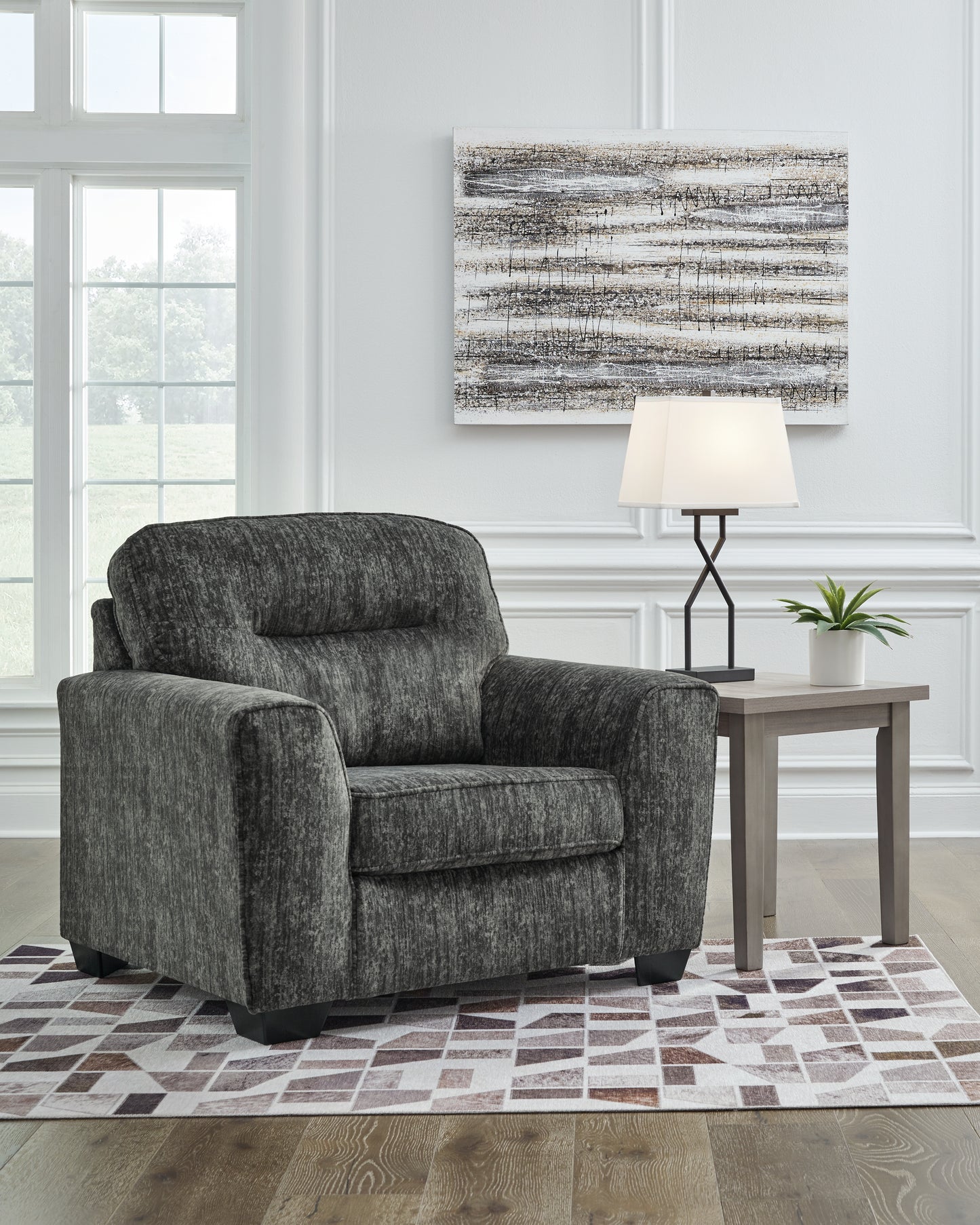 Cassel Furniture Outlet - Ashley Furniture - Lonoke Living Room - Chair and a Half / Gunmetal - 5050423