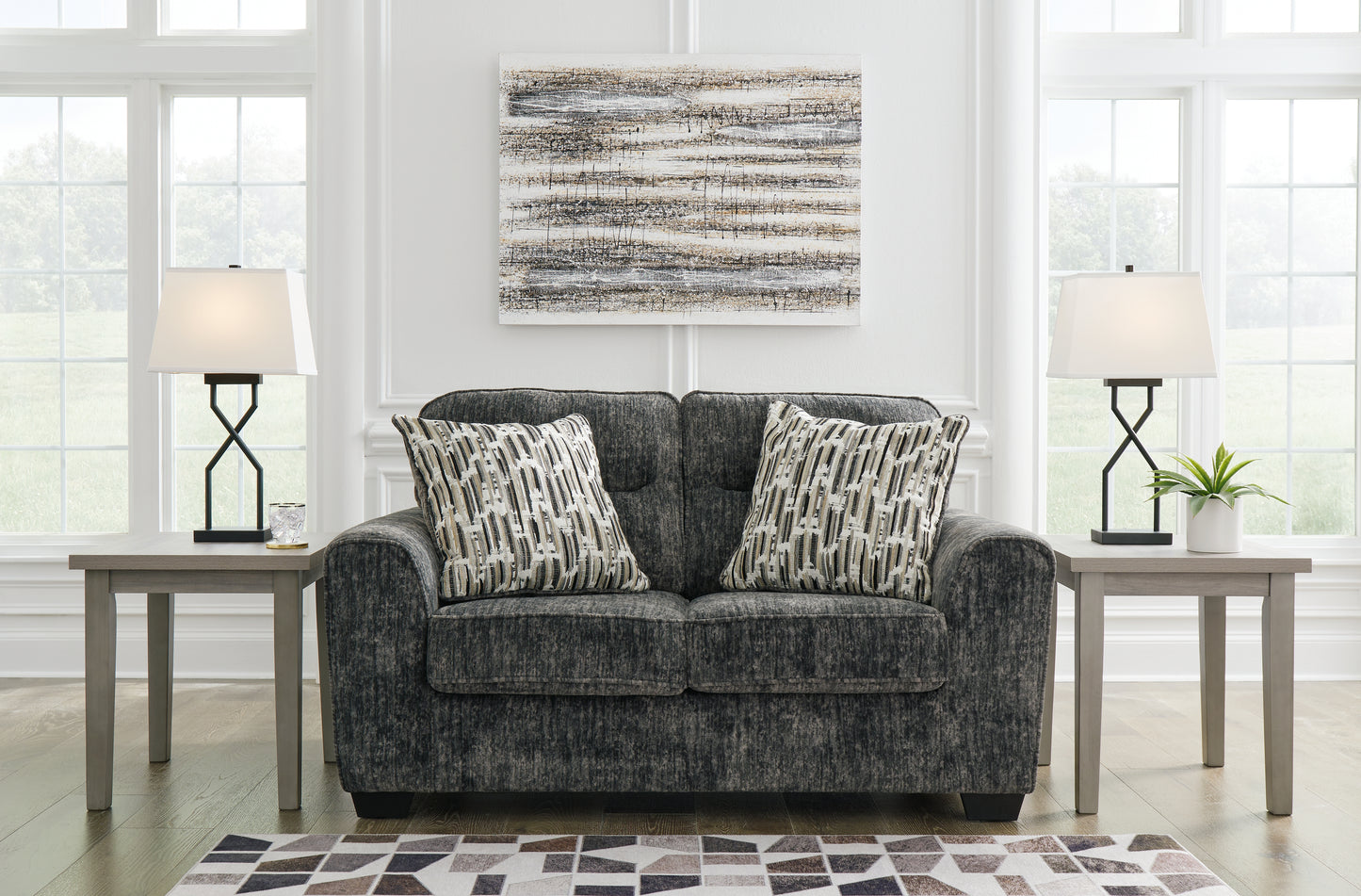 Cassel Furniture Outlet - Ashley Furniture - Lonoke Living Room - Loveseat / Gunmetal - 5050435