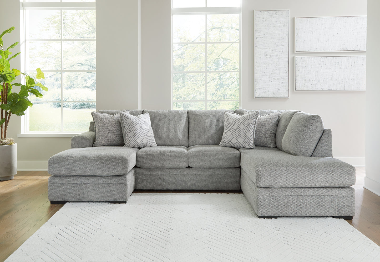 Cassel Furniture Outlet - Ashley Furniture - Casselbury Sectional - RAF 2-Piece Sectional with Chaise / Cement - 52906S2
