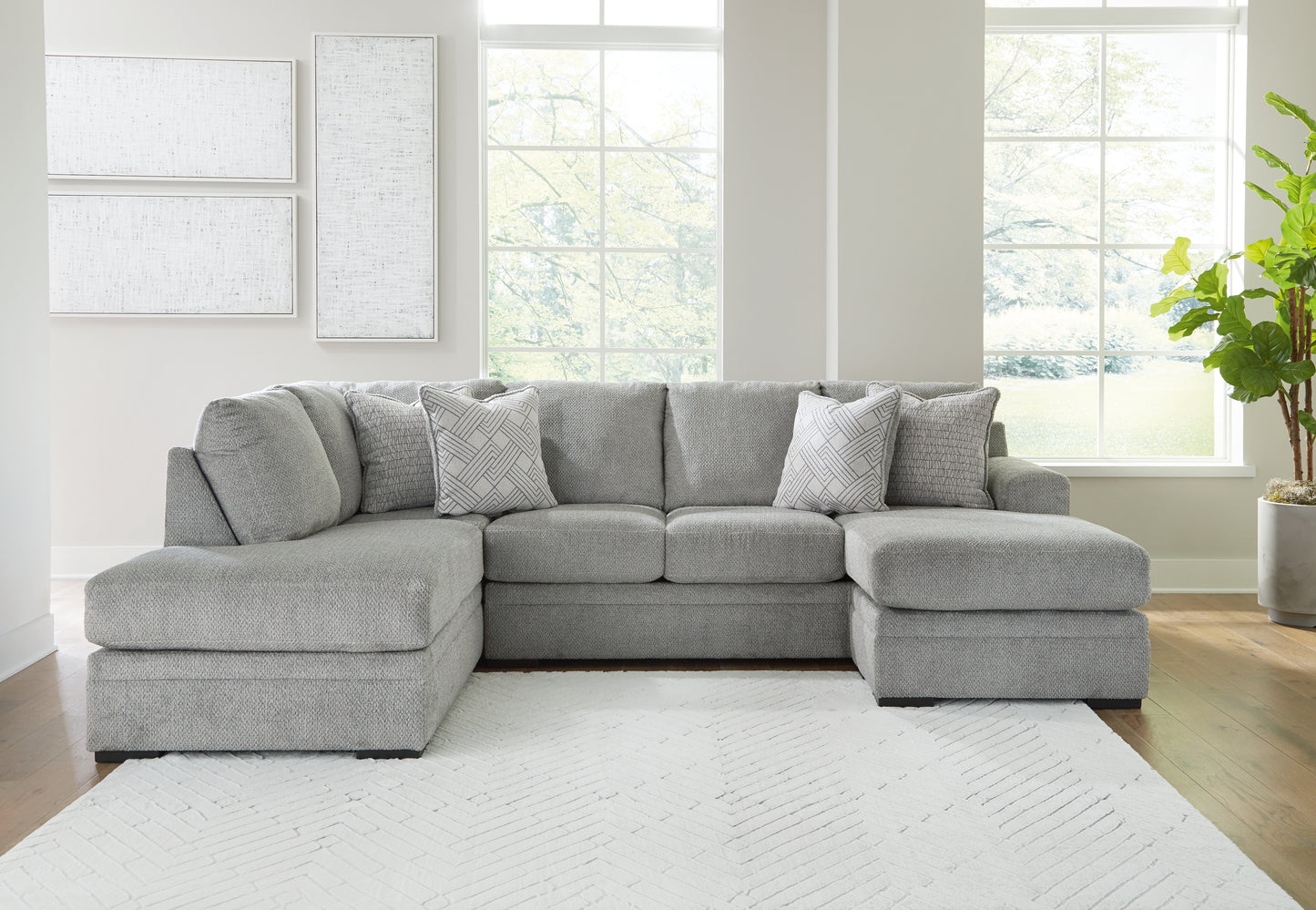 Cassel Furniture Outlet - Ashley Furniture - Casselbury Sectional - RAF 2-Piece Sectional with Chaise / Cement - 52906S2