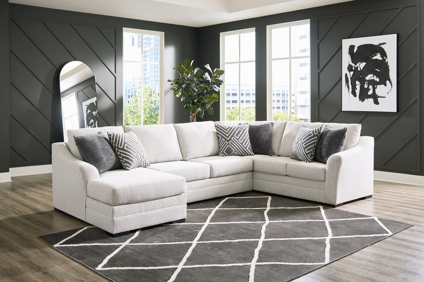 Cassel Furniture Outlet - Ashley Furniture - Koralynn Sectional - RAF 3-Piece Sectional with Chaise / Stone - 54102S1