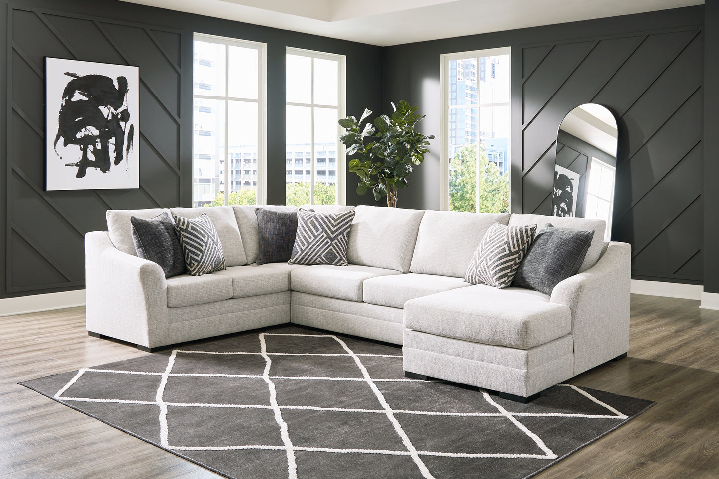 Cassel Furniture Outlet - Ashley Furniture - Koralynn Sectional - LAF 3-Piece Sectional with Chaise / Stone - 54102S2