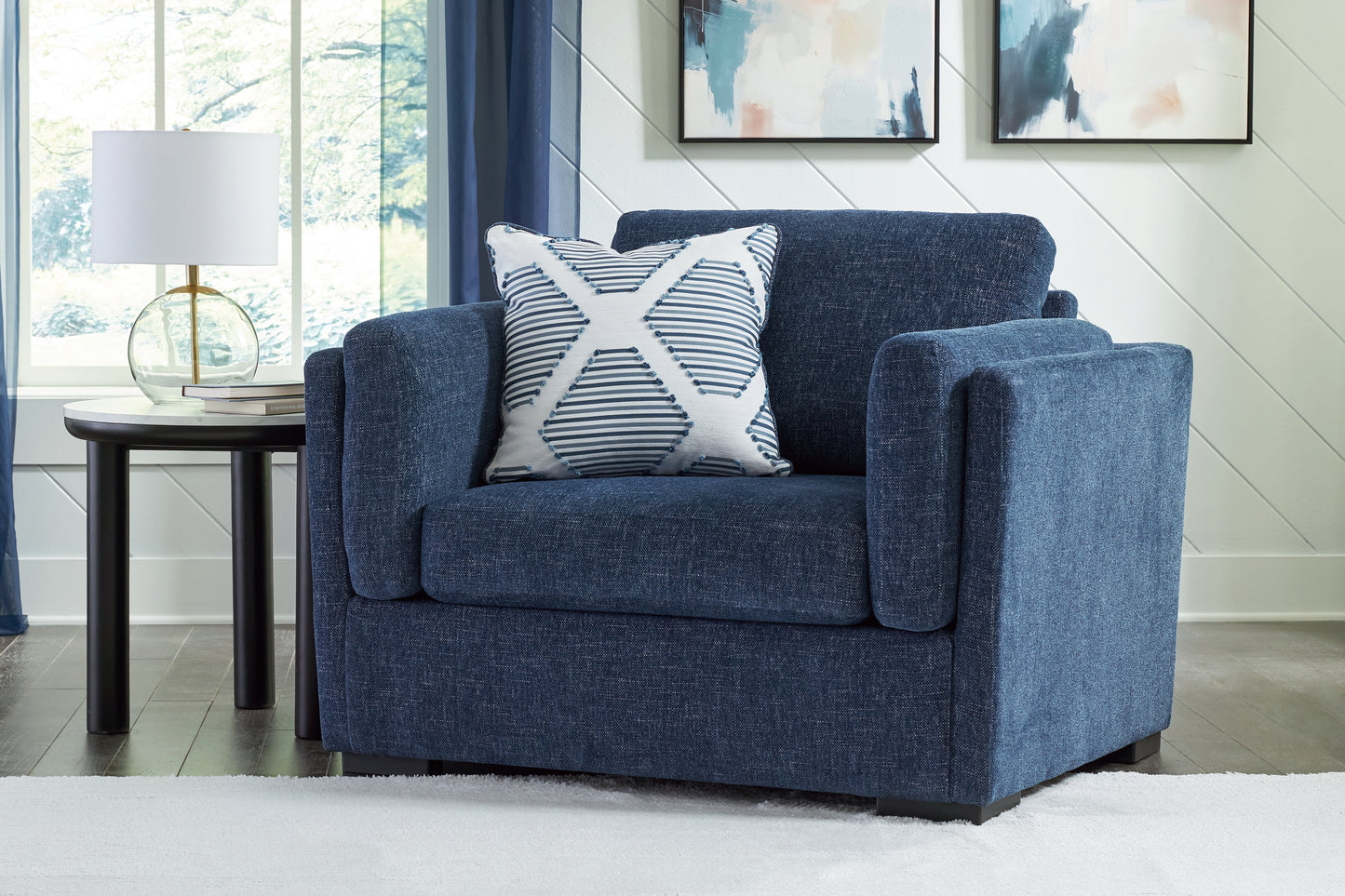 Cassel Furniture Outlet - Ashley Furniture - Evansley Living Room - Chair and a Half / Navy - 5450223
