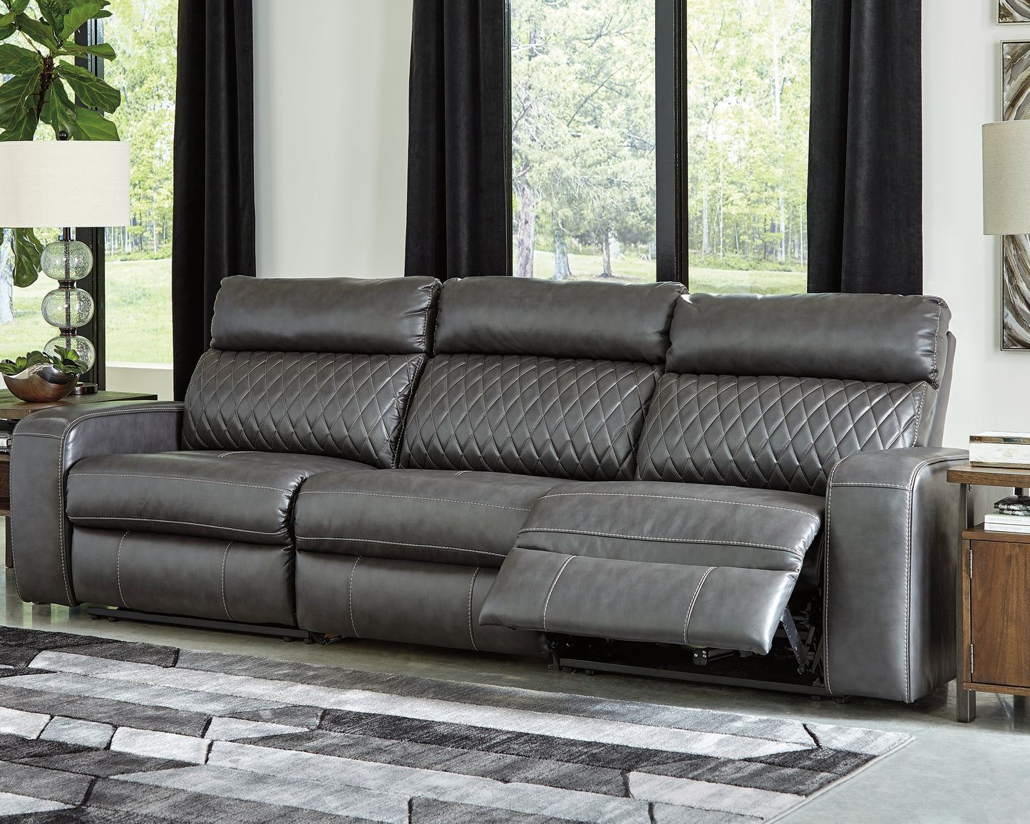 Cassel Furniture Outlet - Ashley Furniture - Samperstone Sectional - 3-Piece Power Reclining Sectional Sofa / Gray - 55203S4