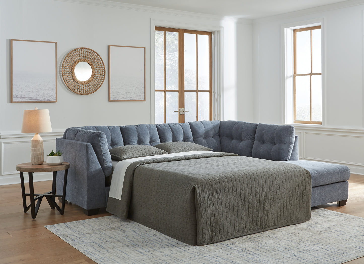 Cassel Furniture Outlet - Ashley Furniture - Marleton Sectional - 2-Piece Sleeper Sectional with Chaise / Denim - 55303S4