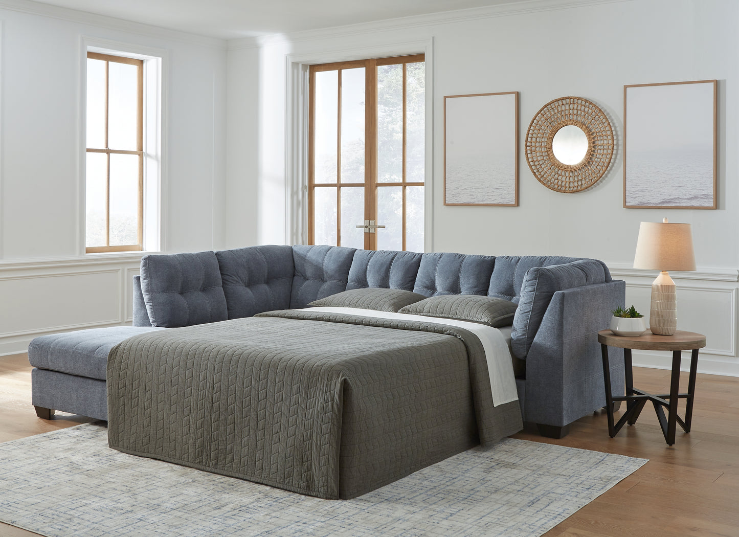 Cassel Furniture Outlet - Ashley Furniture - Marleton Sectional - RAF 2-Piece Sleeper Sectional with Chaise / Denim - 55303S3