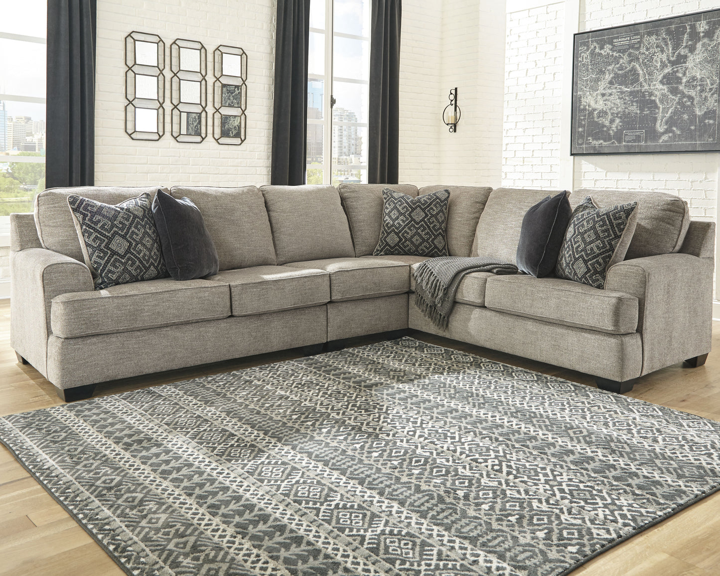 Cassel Furniture Outlet - Ashley Furniture - Bovarian Sectional - RAF 3-Piece Sectional / Stone - 56103S2