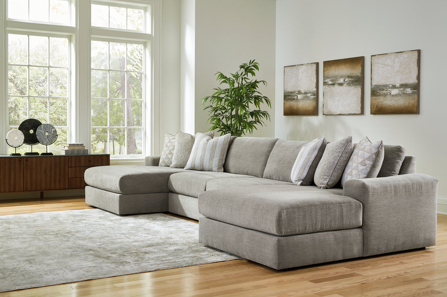 Cassel Furniture Outlet - Ashley Furniture - Avaliyah Sectional - RAF 4-Piece Double Chaise Sectional / Ash - 58103S11
