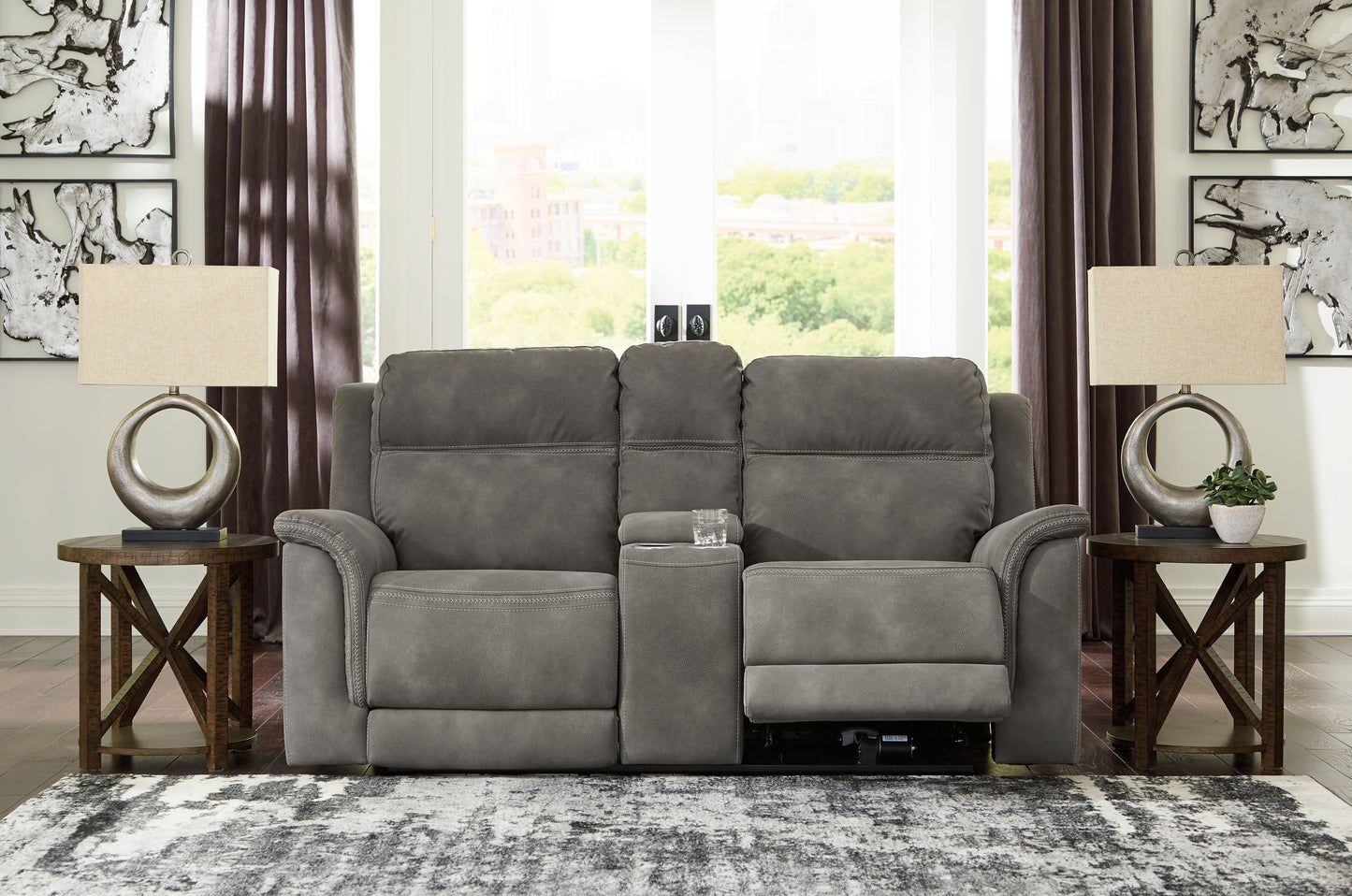 Cassel Furniture Outlet - Ashley Furniture - Next-Gen DuraPella Living Room - PWR REC Loveseat/CON/ADJ HDRST / Slate - 5930118
