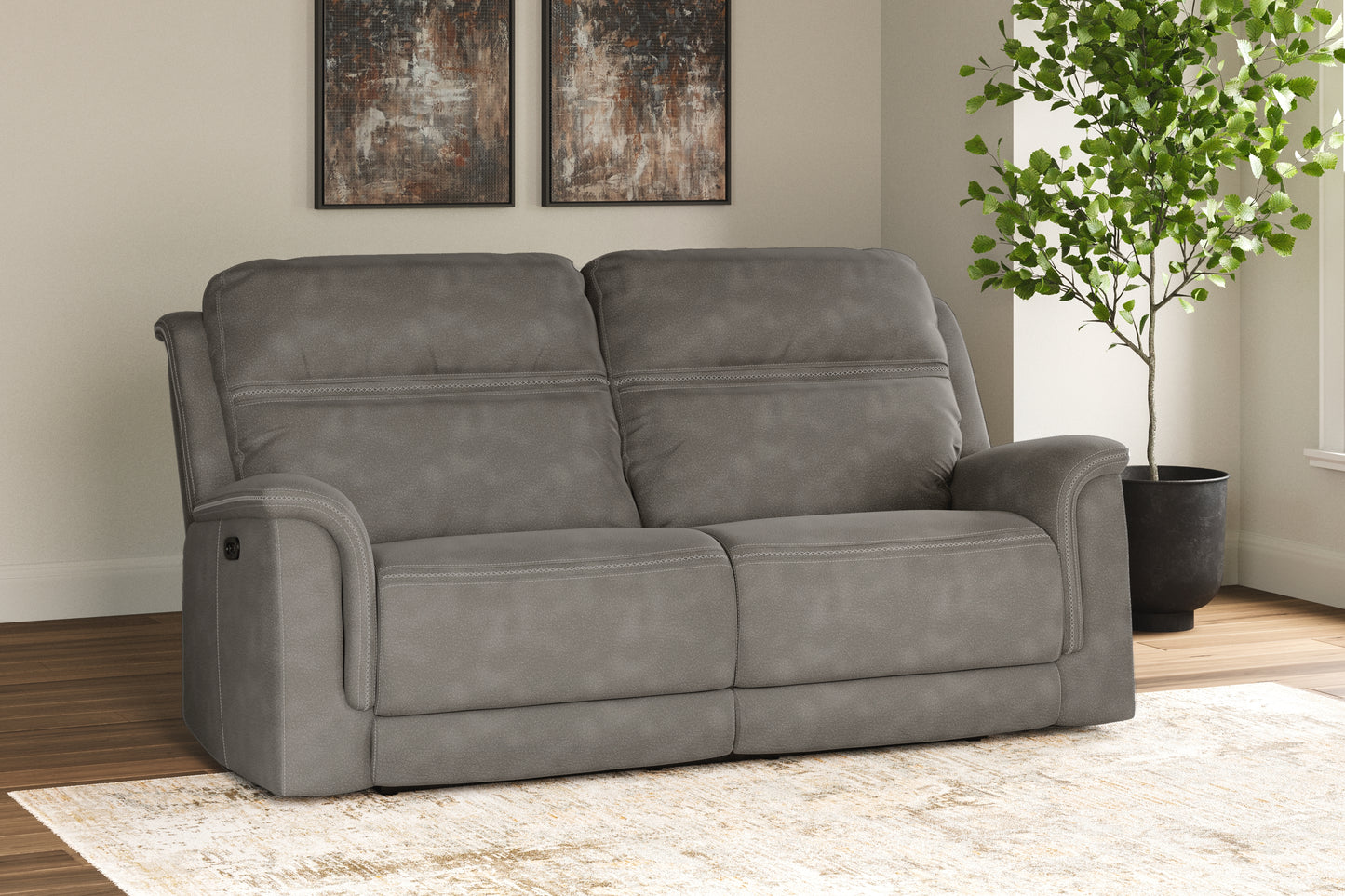 Cassel Furniture Outlet - Ashley Furniture - Next-Gen DuraPella Living Room - 2 Seat PWR REC Sofa ADJ HDREST / Slate - 5930147