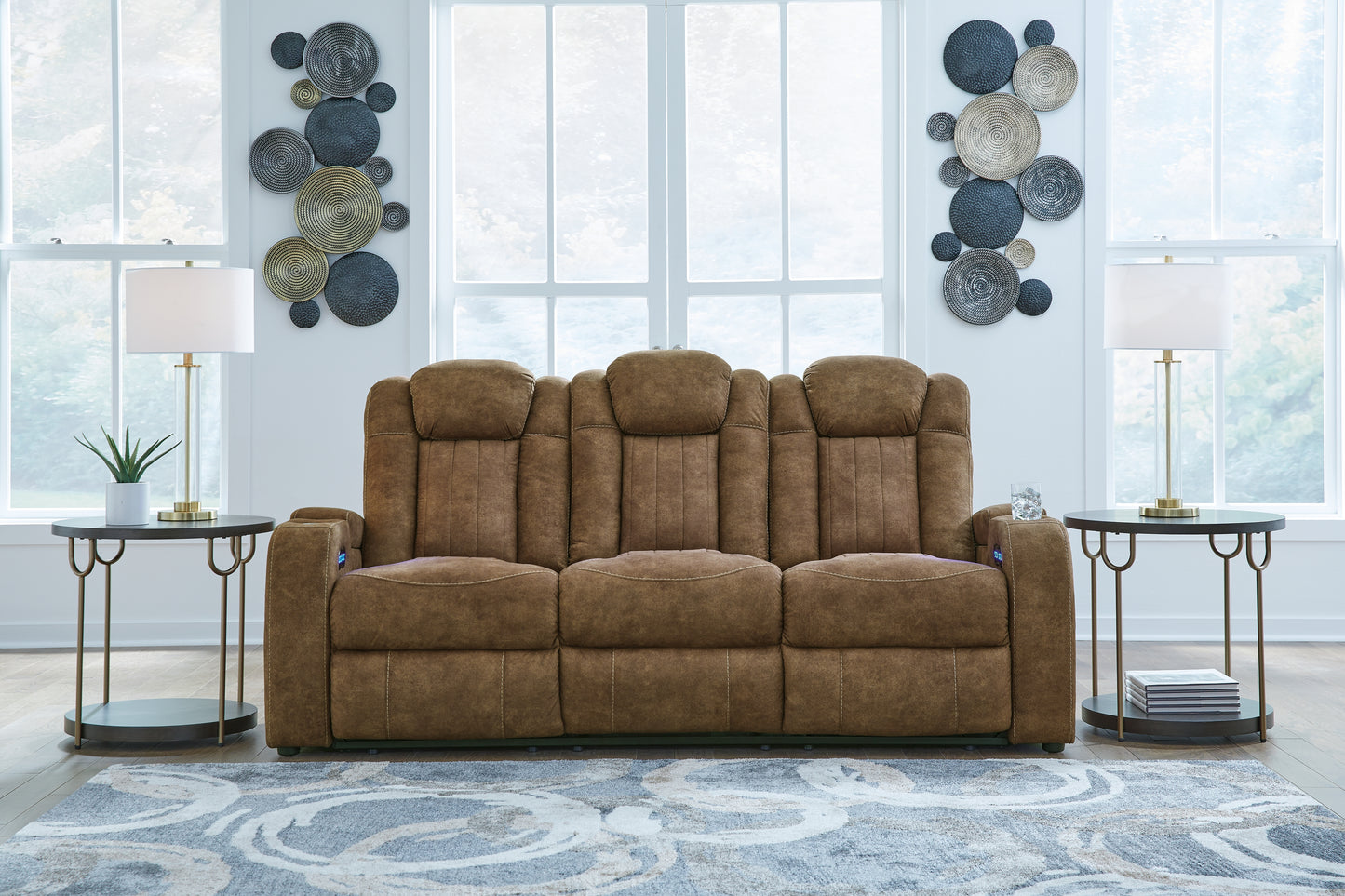 Cassel Furniture Outlet - Ashley Furniture - Wolfridge Living Room - PWR REC Sofa with ADJ Headrest / Brindle - 6070315