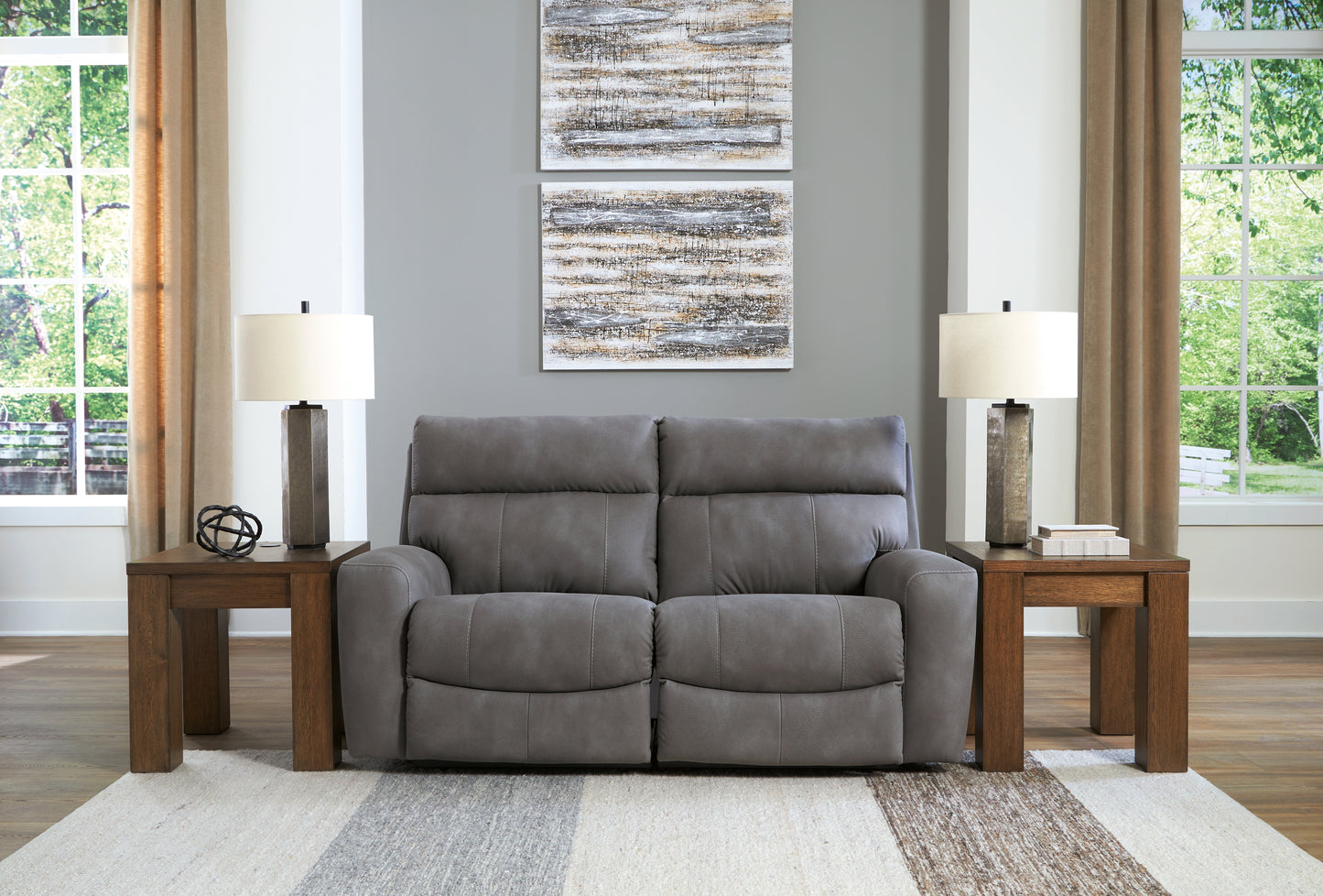 Cassel Furniture Outlet - Ashley Furniture - Next-Gen DuraPella Sectional - 2-Piece Power Reclining Sectional Loveseat / Slate - 61003S1