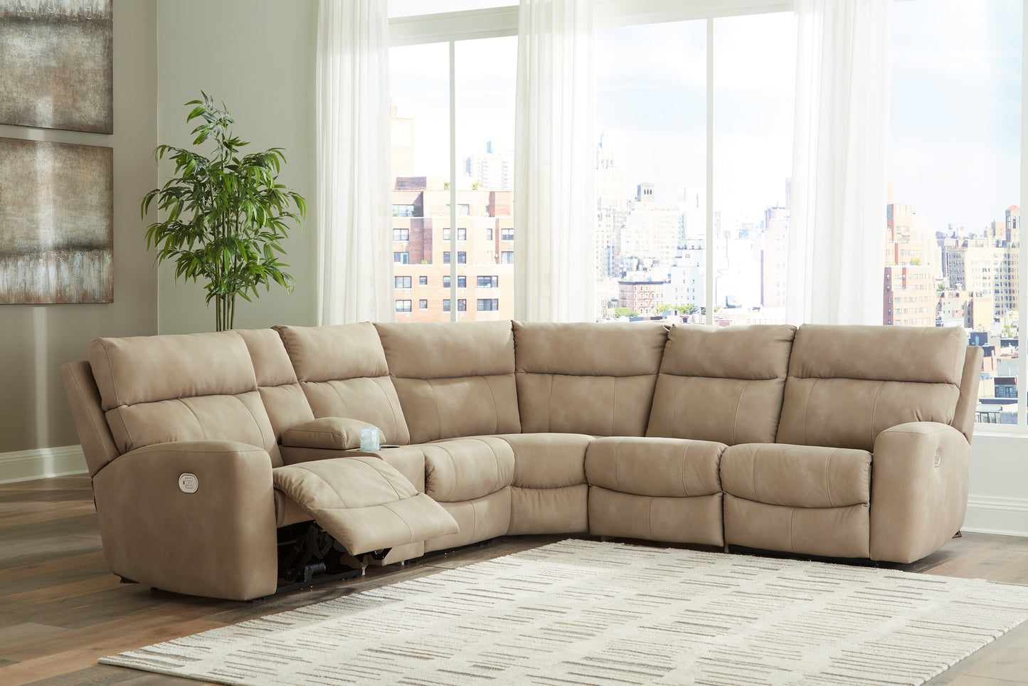 Cassel Furniture Outlet - Ashley Furniture - Next-Gen DuraPella Sectional - 6-Piece Power Reclining Sectional / Sand - 61004S7