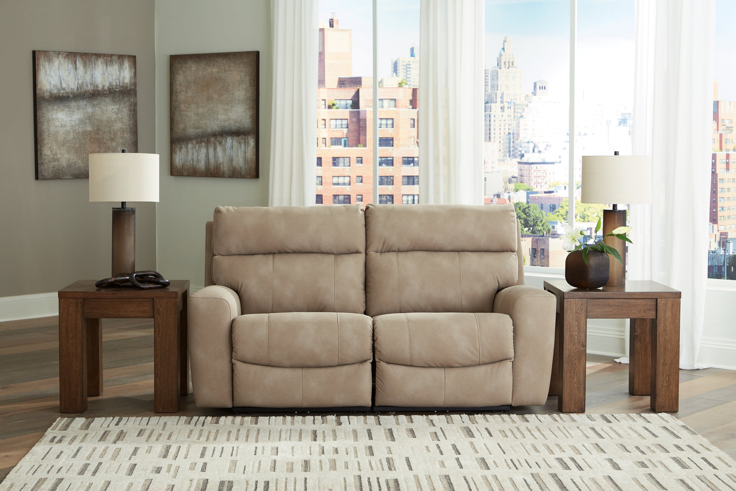 Cassel Furniture Outlet - Ashley Furniture - Next-Gen DuraPella Sectional - 2-Piece Power Reclining Sectional Loveseat / Sand - 61004S1