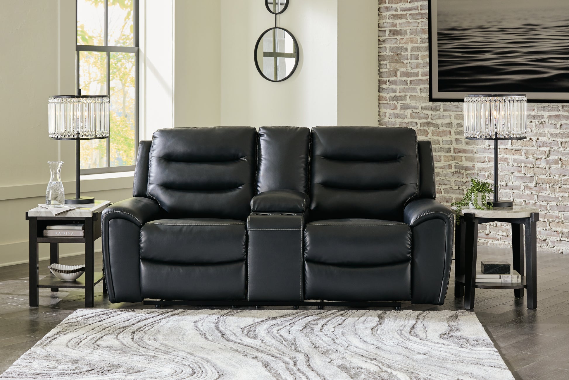 Cassel Furniture Outlet - Ashley Furniture - Warlin Living Room - PWR REC Loveseat/CON/ADJ HDRST / Black - 6110518