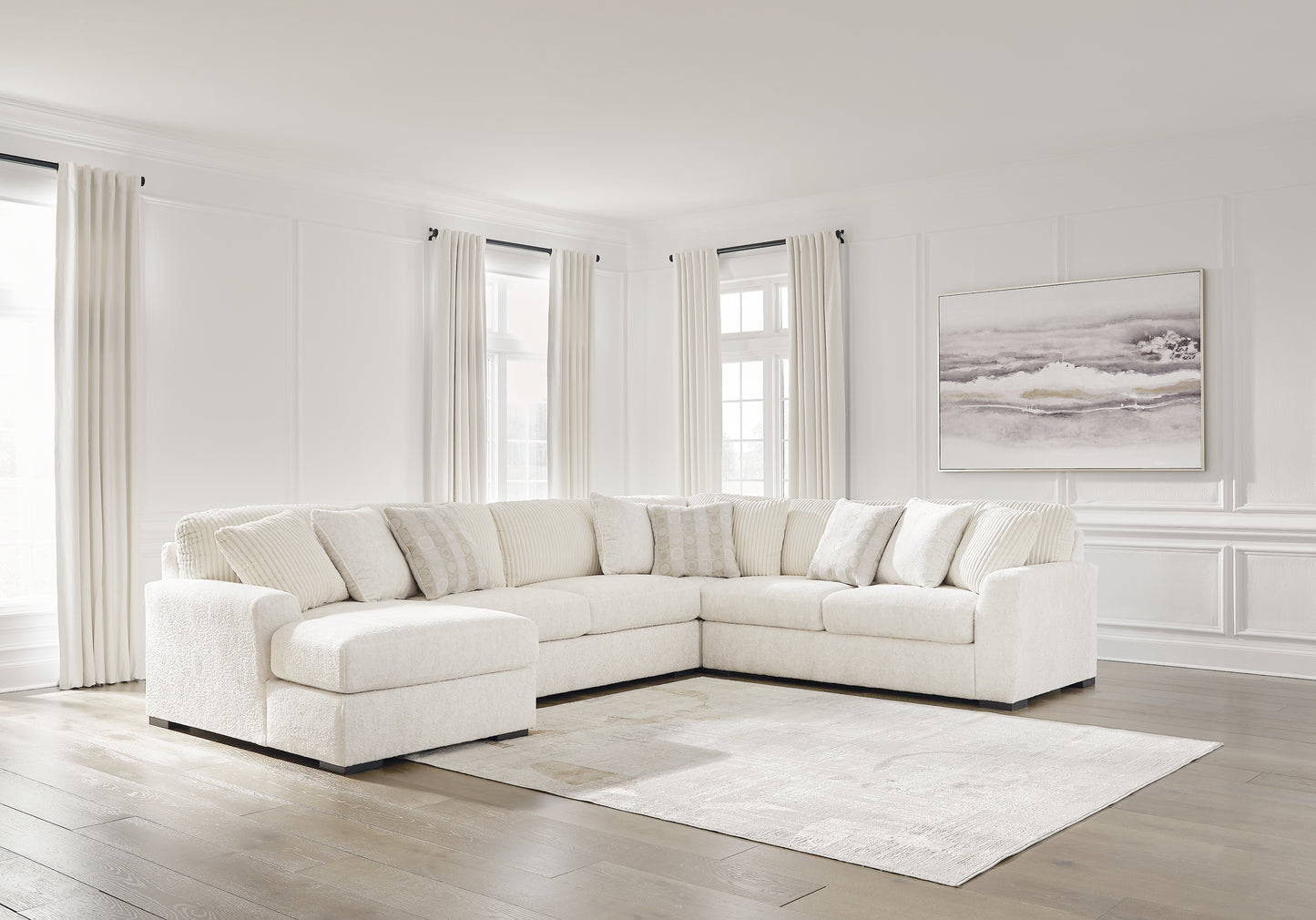 Cassel Furniture Outlet - Ashley Furniture - Chessington Sectional - RAF 4-Piece Sectional with Chaise / Ivory - 61904S3