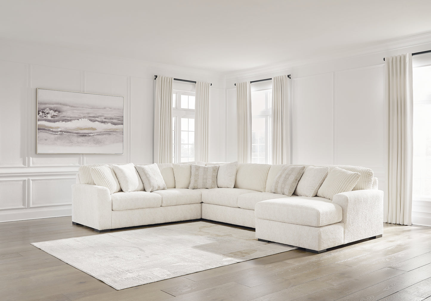 Cassel Furniture Outlet - Ashley Furniture - Chessington Sectional - LAF 4-Piece Sectional with Chaise / Ivory - 61904S4