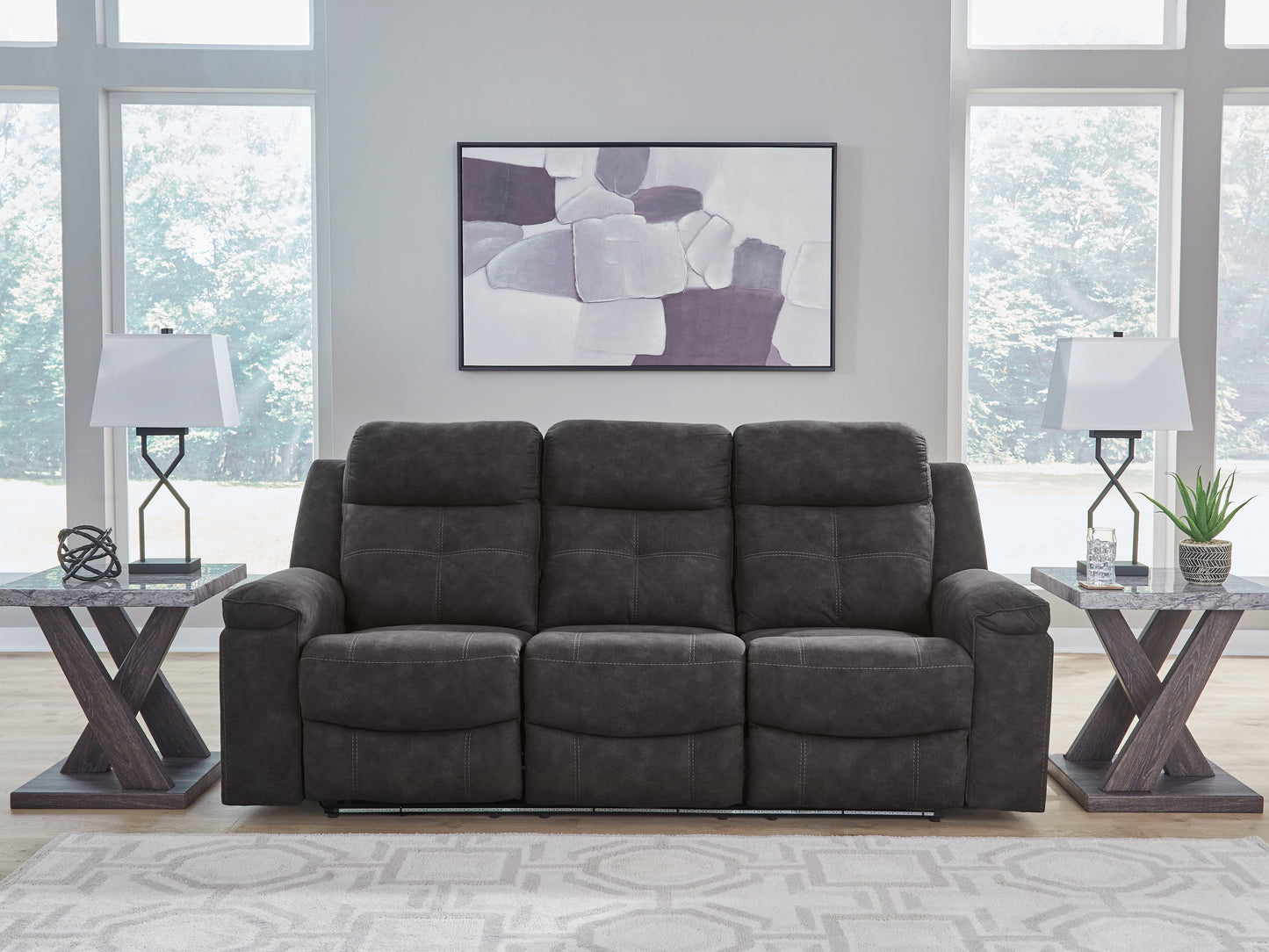 Cassel Furniture Outlet - Ashley Furniture - Brysonview Living Room - Reclining Sofa / Charcoal - 6360588