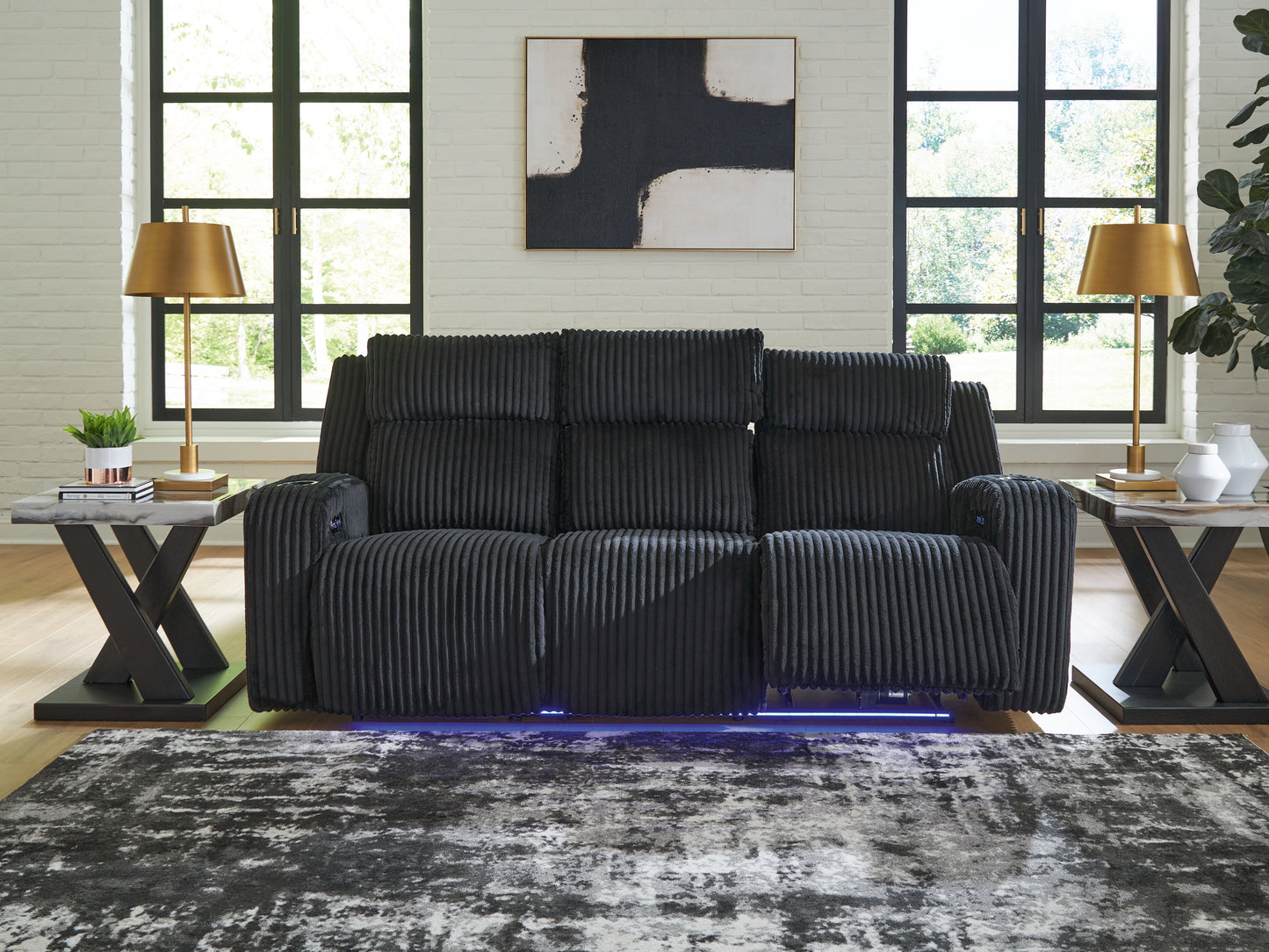 Cassel Furniture Outlet - Ashley Furniture - Forest Lake Living Room - PWR REC Sofa with ADJ Headrest / Alloy - PC6420315