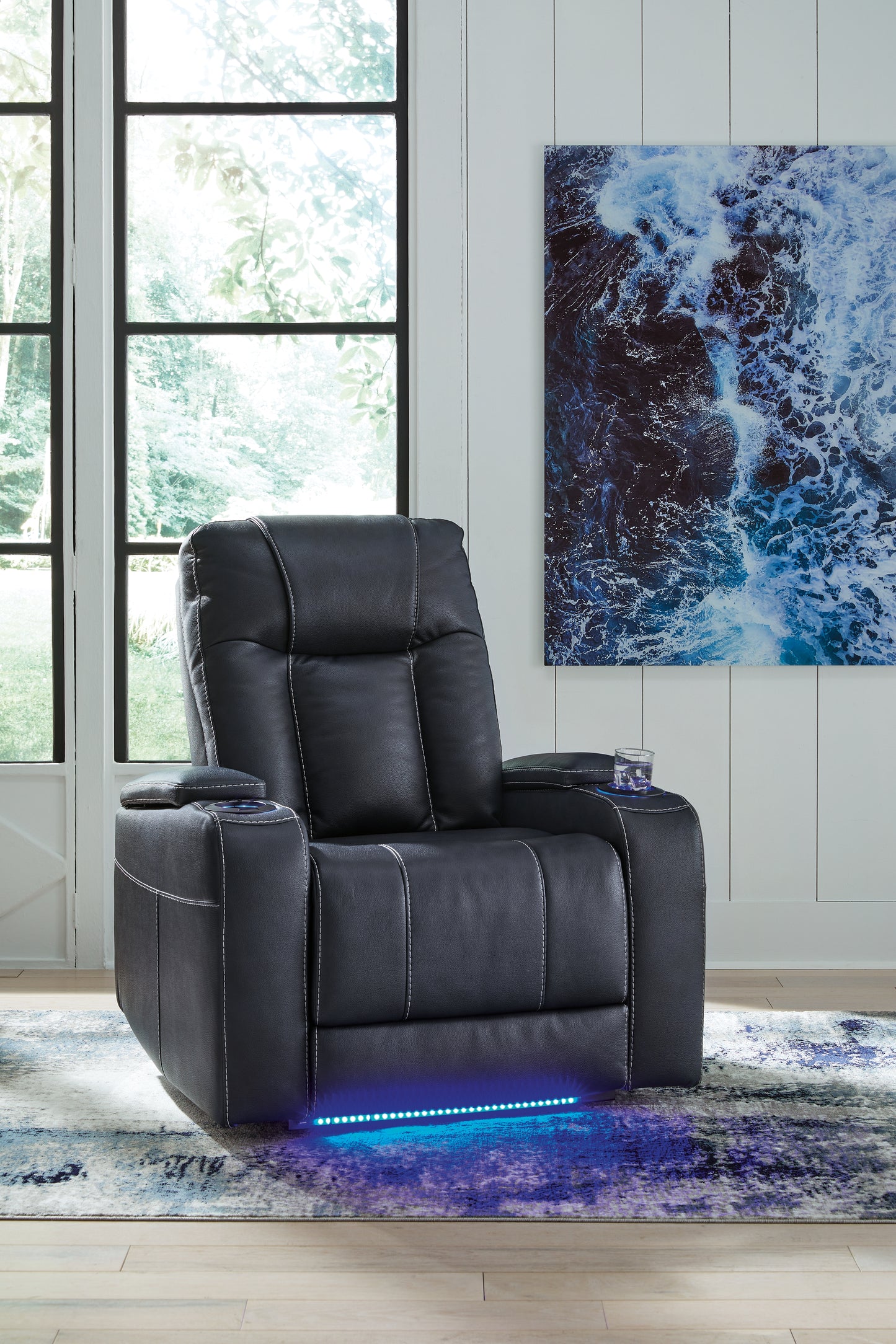 Cassel Furniture Outlet - Ashley Furniture - Feazada Living Room - PWR Recliner/ADJ Headrest / Sapphire - 6620613