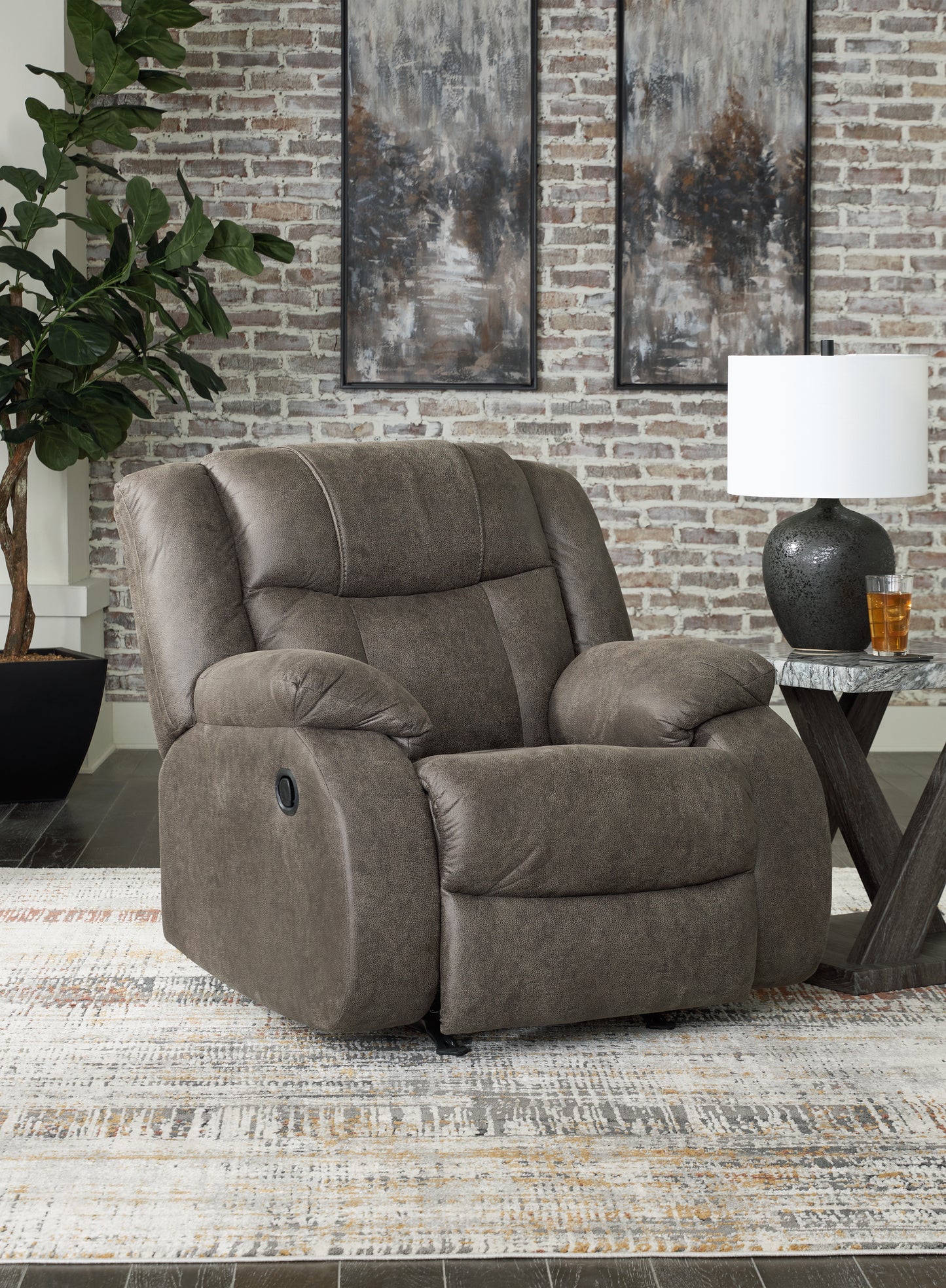 Cassel Furniture Outlet - Ashley Furniture - First Base Living Room - Rocker Recliner / Gunmetal - 6880425